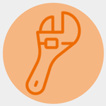 orange wrench line icon